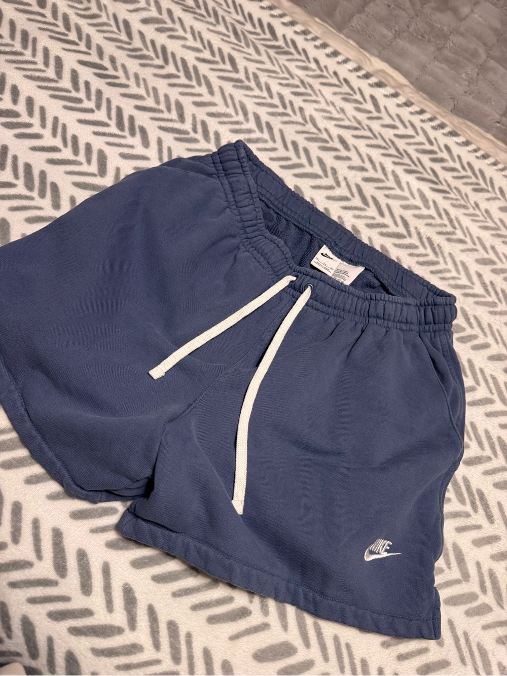 Nike Women's Navy Athletic Shorts with White Drawstring